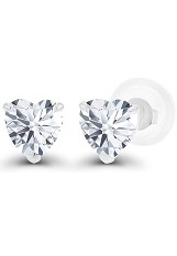 superb white gold heart April birthstone baby earrings